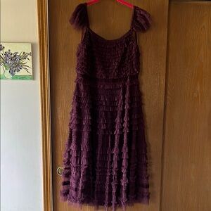 Mac Duggal Plum Ruffled Wedding Dress